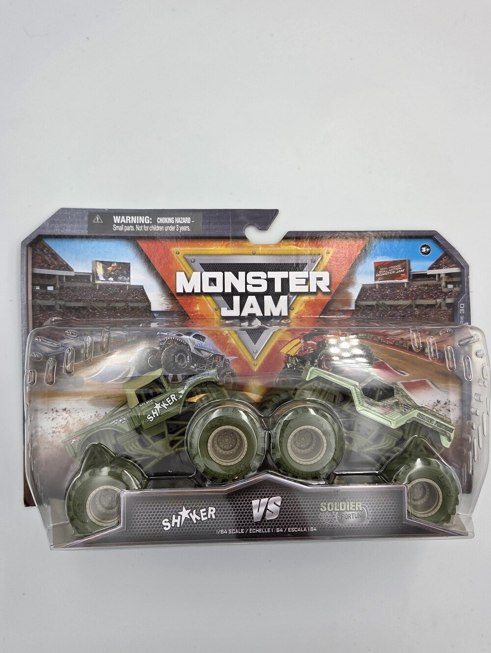 Monster Jam Shaker vs Soldier Fortune Green Monster Truck 2-Pack NIB